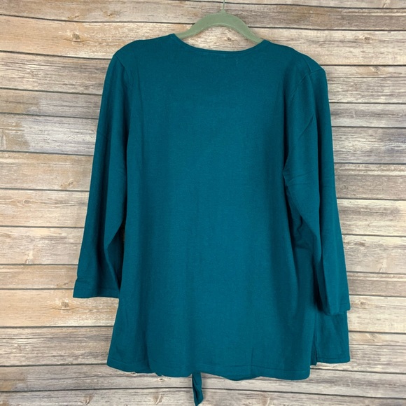 J. Jill Sweaters | J Jill Xl Wrap Look Sweater 34 Sleeve Nwt Green | Poshmark